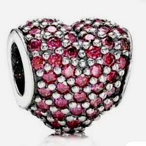 Pandora Pave Red All Around CZ Heart Charm Excellent Preowned Condition